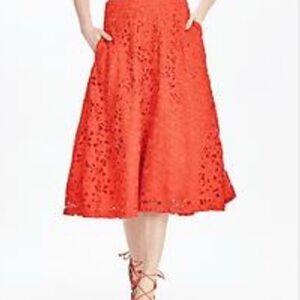 Banana Republic Orange Midi A-Line Skirt for Cocktail